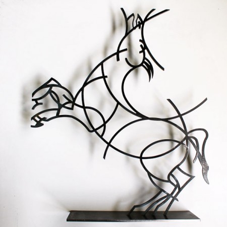 Statuette contemporaine en acier noir statue de cheval pour décoration d'intérieur