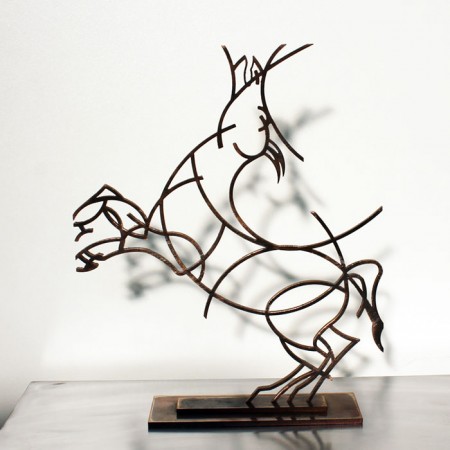 Sculpture en bronze statue de cheval contemporaine et moderne d'intérieur