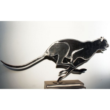 Sculpture d'intérieur de guépard en acier noire statue animalière moderne