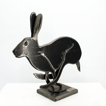 Sculpture animalière statue de lièvre en acier sculpture décorative