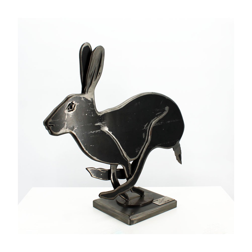 Sculpture animalière statue de lièvre en acier sculpture décorative